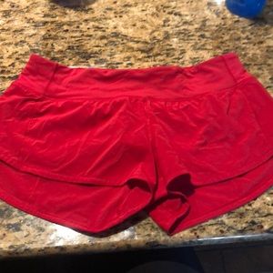 Brand new worn once red lulu shorts!